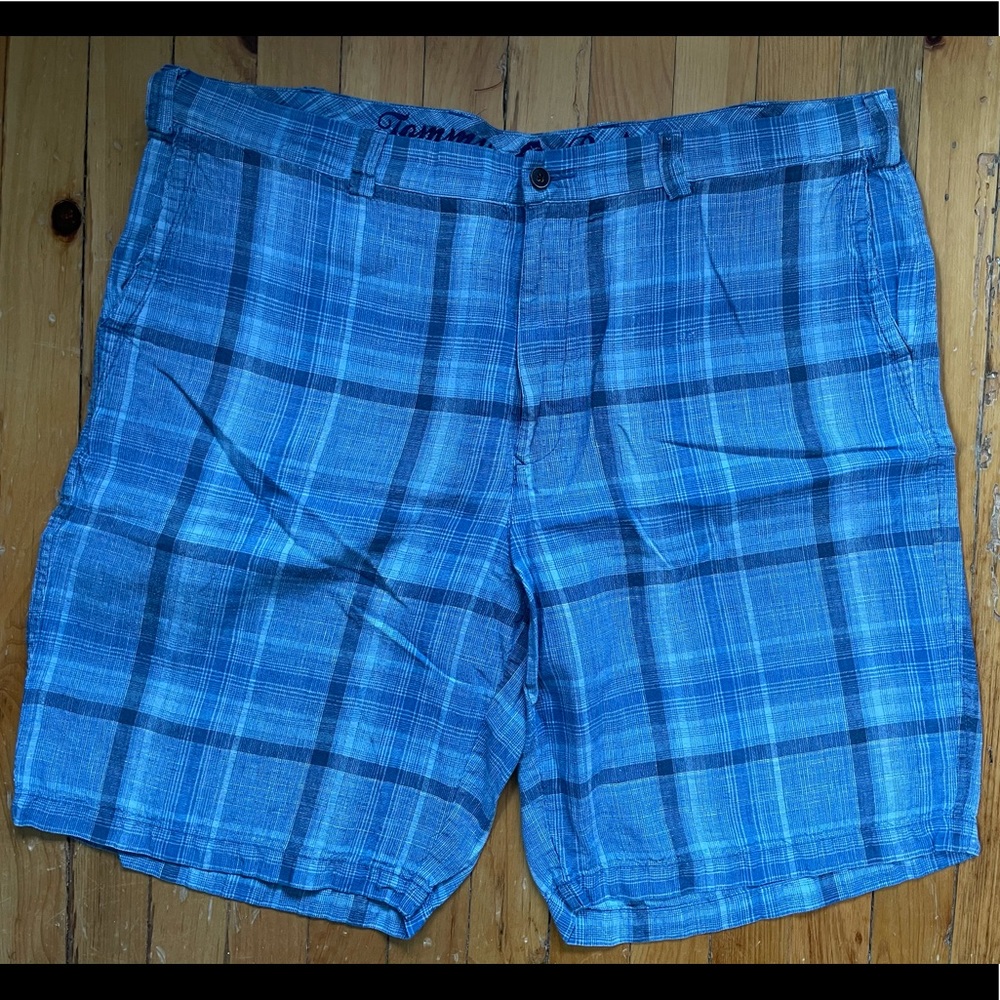 Tommy bahama Linen Blue plaid shorts size 42